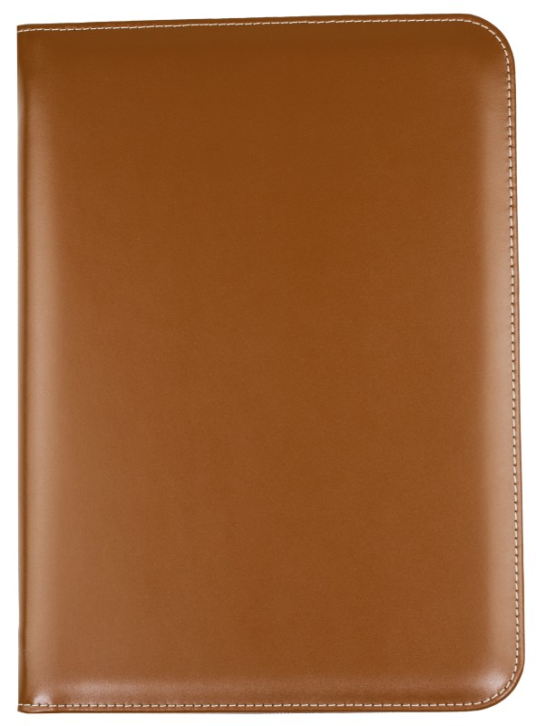 Reißverschluss Schreibmappe DIN A4, incl. Memoblock CAMBRIDGE Top Grain Rindleder hellbraun